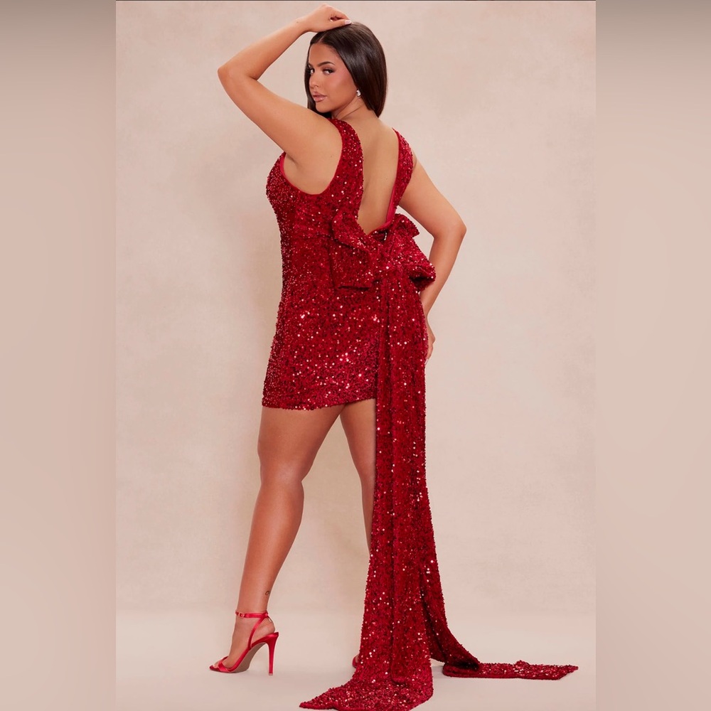 NWT. Sparkly red bow dress